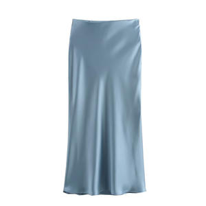 Nouvelle <span class=keywords><strong>jupe</strong></span> mi-longue multicolore en <span class=keywords><strong>satin</strong></span> de soie imprimé vintage pour femme, collection automne - Product Image 5