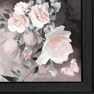 HMS Noir rose IV 4 moderno nero incorniciato arte della parete stampa dipinto a mano olio su tela soggetto di fiori per la decorazione della casa - Product Image 4