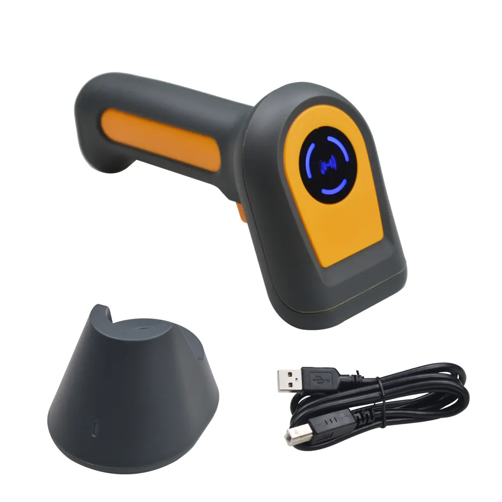 Drahtlose WIFI-Bluetooth-Hands canner mit großer Reichweite 1D 2D-QR-Code-Scanner Schnur loser Barcode-Scanner mit Cradle-Dock-Ständer