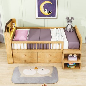 Двухъярусная кровать из сосны с 4 ящиками, полными бортиками, закругленными краями – современный дизайн, экологичная, прочная, безопасная для детей, для спальни - Product Image 6