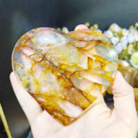 Pierre de méditation en quartz jaune feu en forme de cœur, prix d'usine, pour cadeau ou décoration