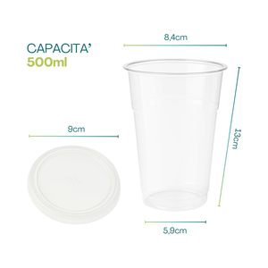 1000 pezzi Drinkware monouso in plastica dura Set-500ml bicchieri di tipo Kristal con coperchi 1000 in materiale plastico di alta qualità - Product Image 2