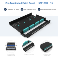 OTRANS FTTH Telecom 1U 19" 12 modules MPO Panneau de brassage fibre optique pré-terminé à fusion directe en matériau SPCC noir ISO9001