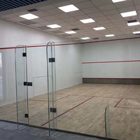 Terrain de squash en verre complet, terrain de squash portable extérieur sur mesure, comprenant des panneaux muraux en verre et un sol en bois