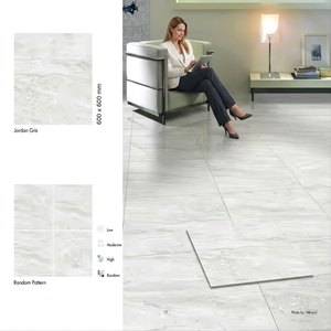 Vistaar Irvin Grey PGVT Porcelain Floor Tiles 600x600mm Polished Marble Look Vitrified - Product Image 2