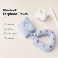 Pochette de rangement portable brodée mignonne coréenne pour écouteurs, mini sac pour écouteurs Bluetooth, organiseur d'écouteurs