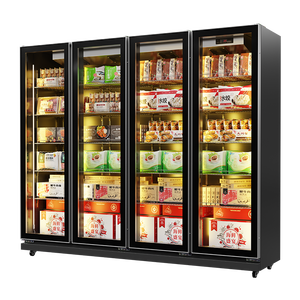 Congelador Comercial Vertical con Puerta de Vidrio y 4 Exhibidores para Almacenamiento de Alimentos Crudos en Supermercados y Tiendas de <span class=keywords><strong>Delicatessen</strong></span> - Product Image 1