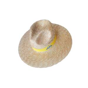 Chapeau de soleil écologique en paille naturelle imprimé sérigraphié pour femmes et hommes - Promotionnel, été, style cowboy/cowgirl, plage, oversize, plat - Product Image 3