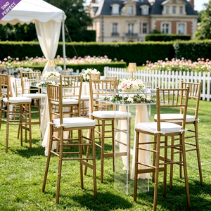 Vente directe usine : Chaise de mariage Chiavari Tiffinie empilable en métal, tabouret haut doré pour événements - Product Image 1