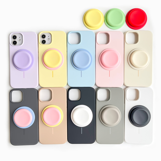 Mobile Phone Sockets Magnetic Griptok Phone Grip Holder Finger Ring for Magnet Popping Socket With Round Silicone Top