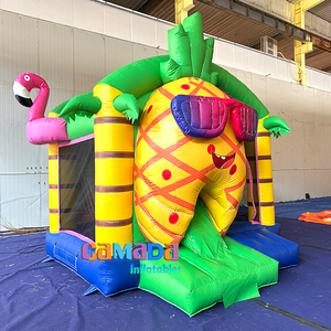 Château gonflable pour enfants avec toboggan, thème Hawaï, pour les fêtes, château gonflable flamant rose avec toboggan - Product Image 3