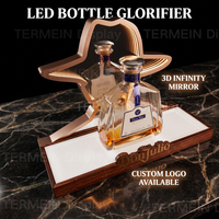 TERMEIN Luminaire de bar LED moderne personnalisé, Miroir infini 3D, Glorificateur de bouteilles en acrylique à 3 emplacements pour service VIP en boîte de nuit