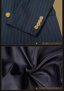 Bộ đồ cưới nam sọc hai nút có thể tùy chỉnh có nút đánh bóng độc đáo - Product Image 4