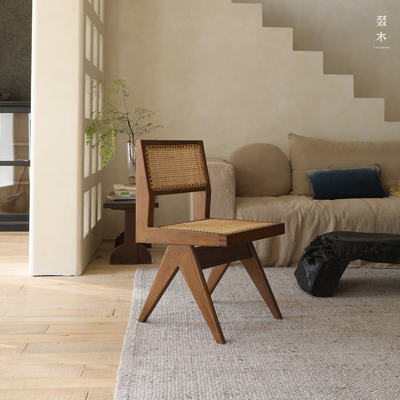 Armless dining chair wood color-no cushion