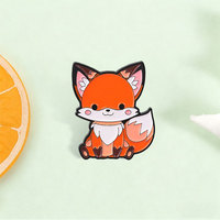Broche émaillée renard de dessin animé mignon en alliage de zinc, badge décoratif pour sac à dos, veste, chapeau, revers, accessoire de collection, cadeau