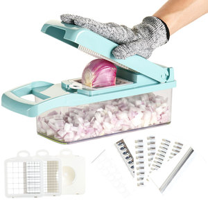 Ubehor-tolva de cocina para uso en el hogar, accesorio de cocina de 14 In 1 Lebensmittel urfel urwiebel egeggie licliclicer use emuse UTT - Product Image 6