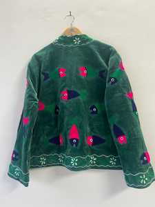 Custom Solid <b>Velvet</b> Suzani Bomber Jacket for <b>Women</b> Handmade Winter <b>Coat</b> Embroidered Breathable Cotton Lining One Size - Product Image 6
