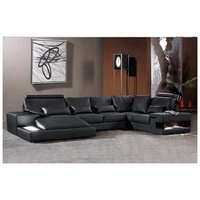 Ensemble de canapés en forme de U de luxe au design moderne meilleure vente de cuir véritable personnalisé pour le salon éponge de meubles d'appartement de luxe