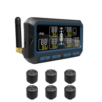 Alarm tekanan ban, nirkabel Solar Digital LCD Alarm sistem monitor tekanan ban (TPMS) untuk truk RV 6 sensor eksternal