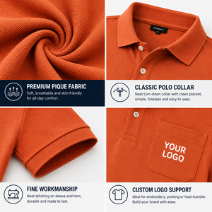Camiseta Polo Color Terracota Personalizada, Absorbente de Humedad, Fácil Cuidado, Color Inalterable, Diseño de Logotipo, OEM ODM, Ropa de Equipo - Product Image 3