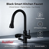 trou tasse rondelle mat noir en acier inoxydable retirer pulvérisateur évier robinet de cuisine avec verre rinceur