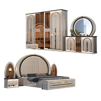 Ensemble de lit complet de luxe moderne avec rangement et matelas, design simple, meubles de chambre en acier inoxydable pour la maison ou la villa