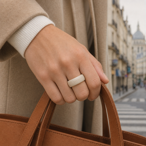 เคสซิลิโคน Oura Ring 5/4 Galaxy Ring RingConn Ultrahuman ลายดาวนูนสีครีม ป้องกันสมาร์ทริง พร้อมสลักข้อความตามสั่ง - Product Image 5