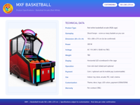 Machine d'arcade de basket-ball avec LED RGB 102x260x273 cm pour tir commercial