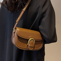 Sac à bandoulière carré haut de gamme pour femme, tendance, portable, avec fermeture éclair, en cuir PU imperméable, doublure polyester, poignée unique, Penda