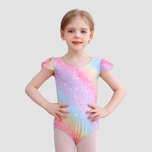 Justaucorps de danse pour filles, à manches courtes, en coton et élasthanne, avec nœud au dos, pour l'entraînement, la gymnastique et la scène - Product Image 6