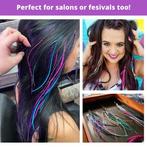 Premium Rainbow Tie Dye 20 Long <b>Hair</b> Extensions Kit DIY Beads Loop Tool Grizzly Rooster <b>Hair</b> Bright Colors - Product Image 3