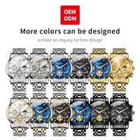 Reloj Inteligente Cronógrafo de Lujo con Diseño de Volante OEM 2856, Visualización de Fase Lunar, Resistente al Agua, Reloj Clásico de Moda