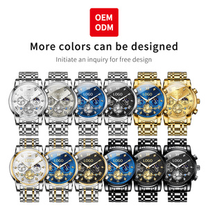 Montre intelligente chronographe squelette de luxe OEM 2856 avec design de volant d'inertie, affichage de la phase lunaire, étanche, classique et tendance - Product Image 4