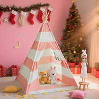 Tente Tipi Indienne en Toile Naturelle Imperméable pour Enfants, Idéale pour le Jeu en Plein Air et le Camping