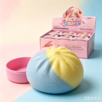 Grand jouet sensoriel anti-stress en forme de pain moelleux craquant avec boîte vapeur, jouet sonore arc-en-ciel à presser pour enfants