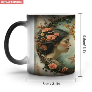 Curved Body Ergonomic <b>Ceramic</b> Mug 11oz Frosted Black Heat Changing Magic Drinking <b>Cup</b> - Product Image 1