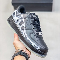Chaussures de skate AF1 Air Force Skeleton originales, avec coussin d'air intégré, bout rond, semelle extérieure en caoutchouc, unisexe, décontractées, thème Halloween
