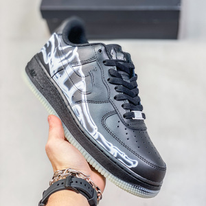 Chaussures de skate AF1 <span class=keywords><strong>Air</strong></span> <span class=keywords><strong>Force</strong></span> Skeleton originales, avec coussin d'<span class=keywords><strong>air</strong></span> intégré, bout rond, <span class=keywords><strong>semelle</strong></span> extérieure en caoutchouc, unisexe, décontractées, thème Halloween - Product Image 6
