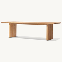 Ensemble de salle à manger d'extérieur en teck massif de style ferme moderne avec table ronde et chaises empilables - Durable et résistant à l'eau