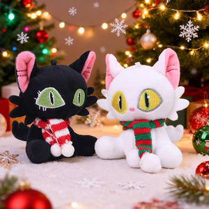 Meilleures ventes : Porte-clés en peluche <span class=keywords><strong>chaton</strong></span> de Noël, jouets en peluche de 4 pouces, animaux en peluche doux pour machine à grue d'arcade et présentation en magasin - Product Image 1