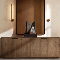 Buffet en bois de chêne clair à 4 portes, meuble de rangement minimaliste de luxe en bois massif, credenza moderne pour salon