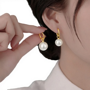 Hot Selling S925 Sterling <b>Silver</b> Trendy Geometric Circle <b>Hoop</b> Earrings with Zircon Bezel Setting - Product Image 2
