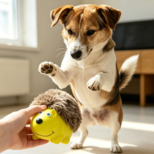 Hedgehog shape Dog Toys Washable <b>Plush</b> Training Latex Chew Toys with Funny Squeaky - Product Image 4