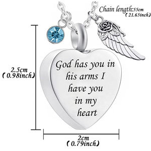 Collana Urna Commemorativa con Ciondolo Ali d'Angelo e Cristallo Birthstone, Gioiello Portaceneri per la Cremazione, Simbolo di Dio che Ti Abbraccia - Product Image 2