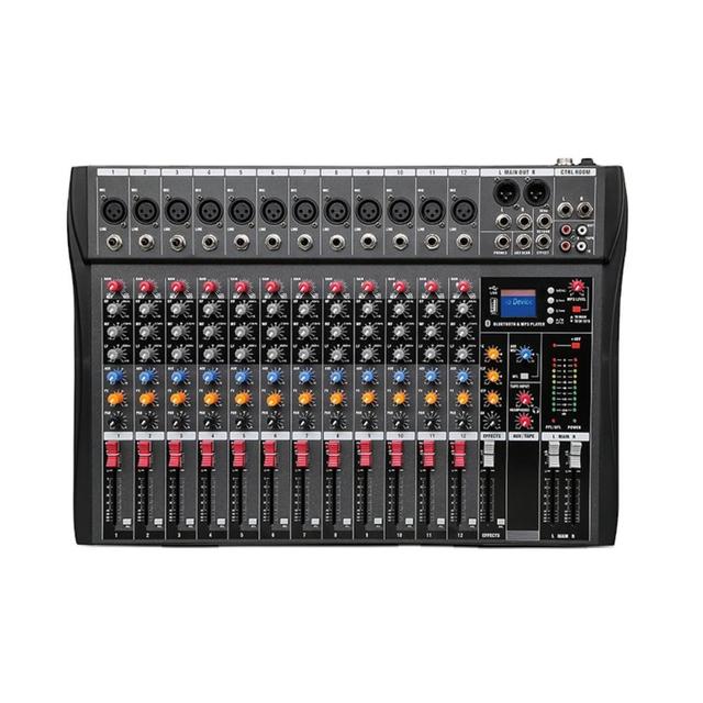 Demao CT-12 12 Channel Sound Mixer With 48V Phantom Power Audio Mixer for Wholesales with BT MP3 DJ Mixer