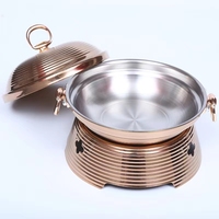 Mini pot chaud royal pour dîner individuel, commercial, or, argent, hôtel, portable, pratique, ensemble chauffant pour aliments, alcool avec couvercle