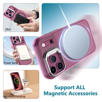 Coque de téléphone magnétique scintillante avec support de caméra intégré, protection antichoc renforcée et cordon pour iPhone 18 17 16 15 Pro Max