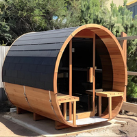 Sauna extérieur moderne en forme de baril électrique avec des tuiles en cèdre rouge massif pour utilisation en villa