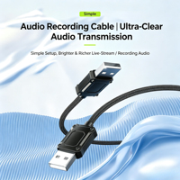 Cable de Audio USB 2.0 al por Mayor, Cable de Transferencia de Audio Bidireccional con Trenzado de Nailon, Cable Estéreo sin Pérdidas para Mezclador de PC, Logotipo Personalizado OEM para Automóvil