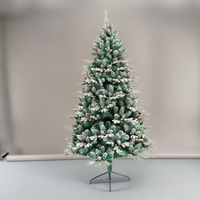 Sapin de Noël floqué pré-éclairé avec support métallique, en PE/PVC, pliable, 100 à 500 lumières